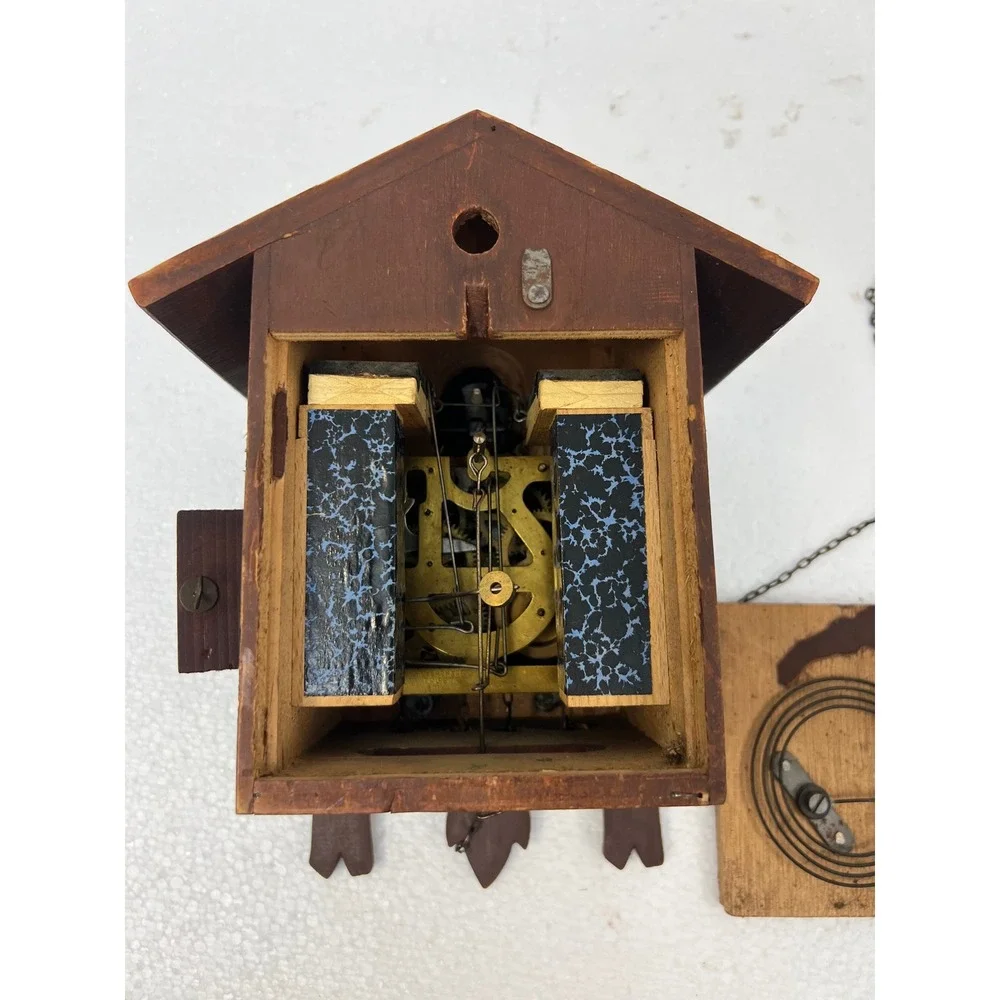 Vintage Germany Cuckoo Clock Wooden Case Black Forest Mechanical Parts Repair